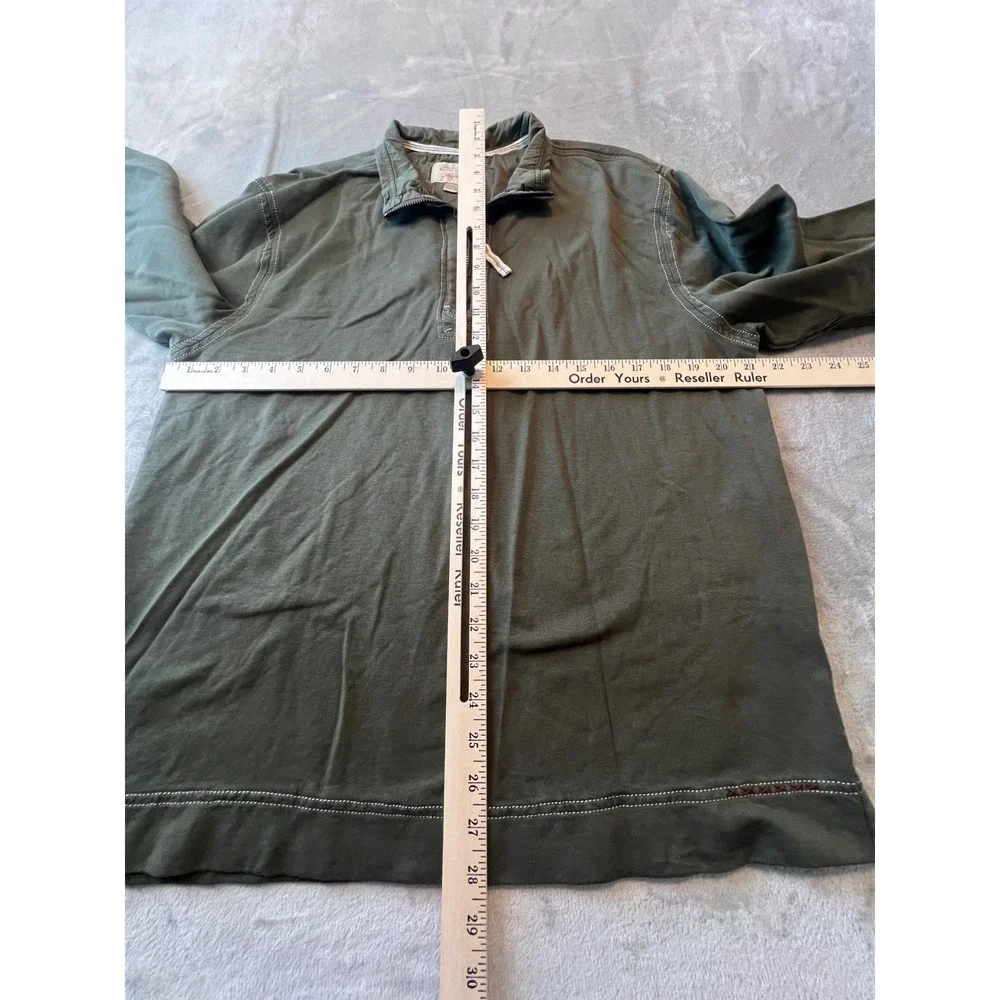 True Grit Pullover Mens Medium Olive Green 1/4 Zip Long Sleeve Cotton